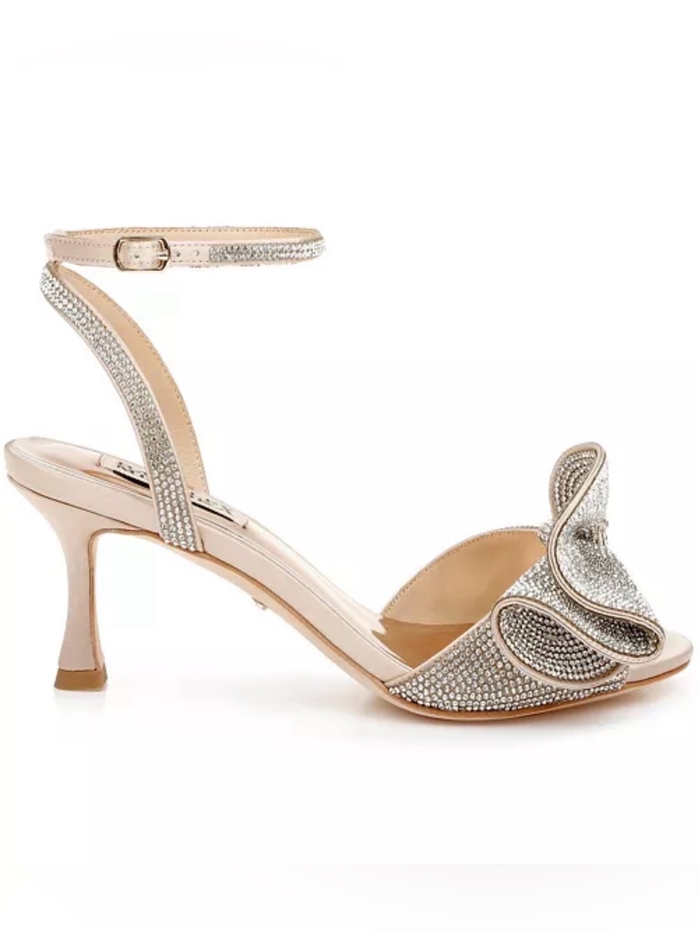 Badgley Mischka Rose Gold Crystal Bow Ankle-Strap Sandal - Picture 4 of 9